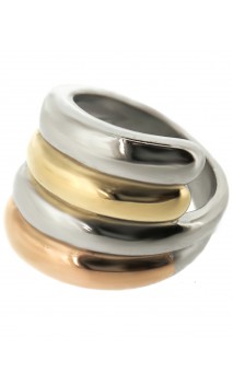 Outlet Anillo Mujer Acero Tricolor