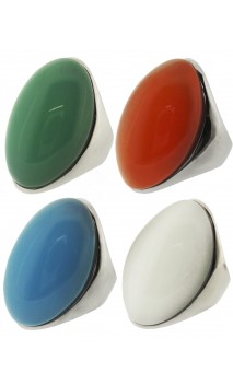 Anillo Oval Con Cuarzita De Colores